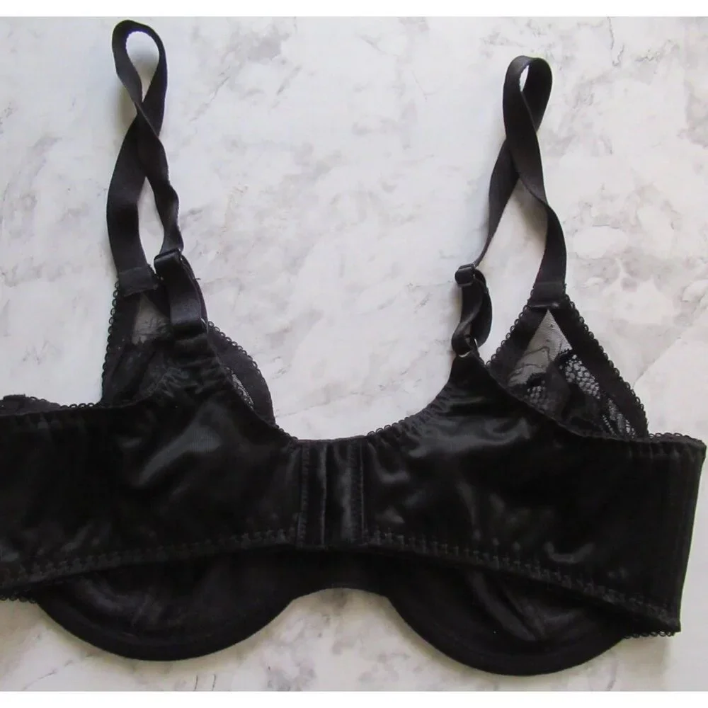 She Curve Bra 36D‎ Black Sheer Underwire Back Closure